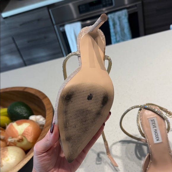 Steve Madden Beige Sparkle Heels - Picture 3 of 3